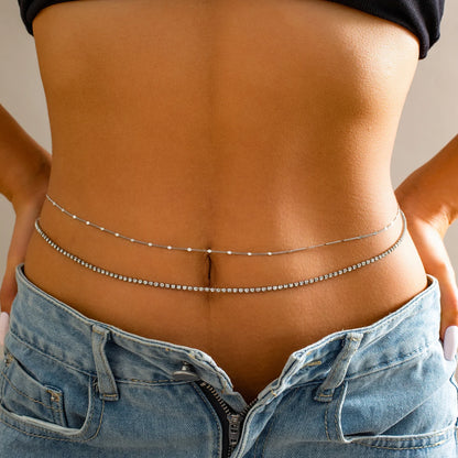 Boho Rhinestone Belly Chain Waist Belt Set - Smarsty