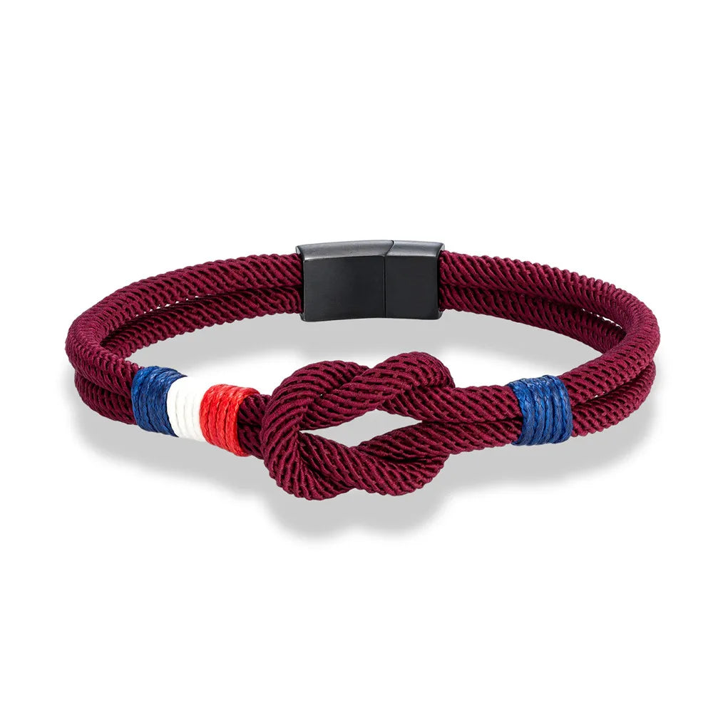 Black Stainless Steel Rope Bracelet Handmade Double Layer - Smarsty
