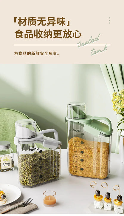 Moisture-Proof Storage Container for Grains Pet Food Snacks Transparent Sealed Food Storage Jar Kitchen Organizer for Dry Foods
