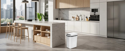2 Pack 12L Bathroom Automatic Trash Cans Touchless Motion Sensor Slim with Lid for Bathroom Bedroom Living Room Office White - Smarsty