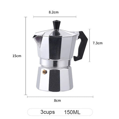 Aluminum Coffee Kettle Latte Percolator Home Italian Octagonal Moka Coffee Pot Office Travel Outdoor Camping Espresso Tea Pot