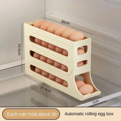 Refrigerator Egg Storage Box, 4 Tier Rolling Egg Holder Dispenser, Kitchen Automatic Scrolling Egg Holder Kitchen