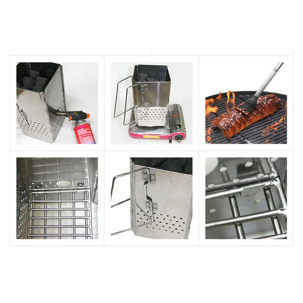 Portable Stainless Steel Charcoal Starter for Easy Barbecue - Smarsty