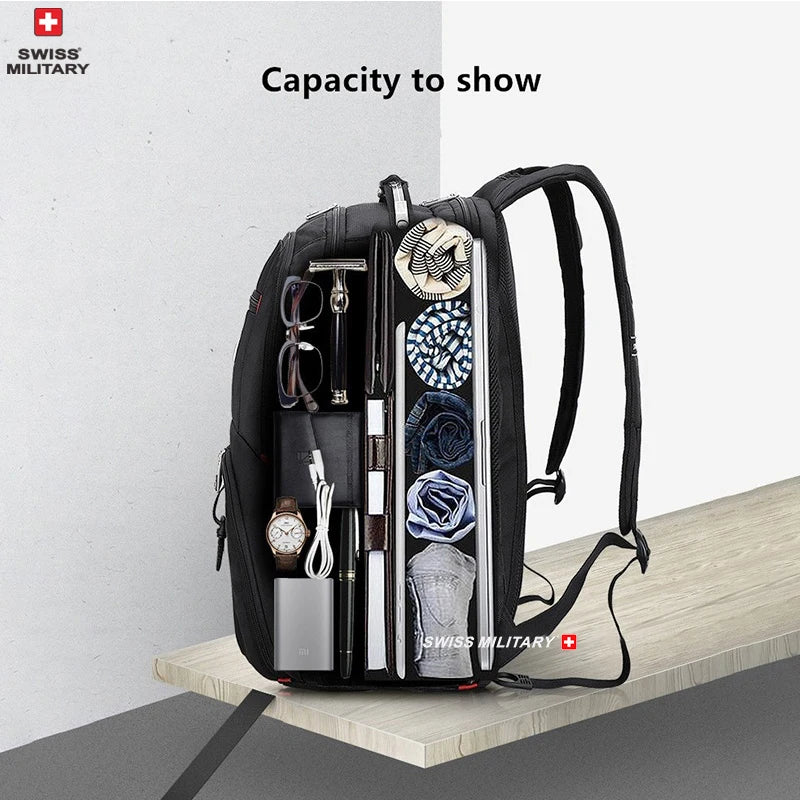 SWISS MILITARY Fashion Travel Multifunction Large Capacity Male Bag Usb Charging Waterproof 23 inch Laptop Backpack Men Mochila - Smarsty