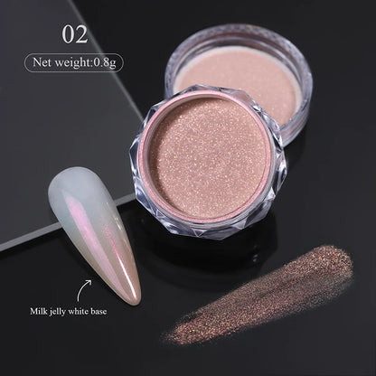 Aurora Pearl White Nail Glitter Powder for Stunning Designs - Smarsty