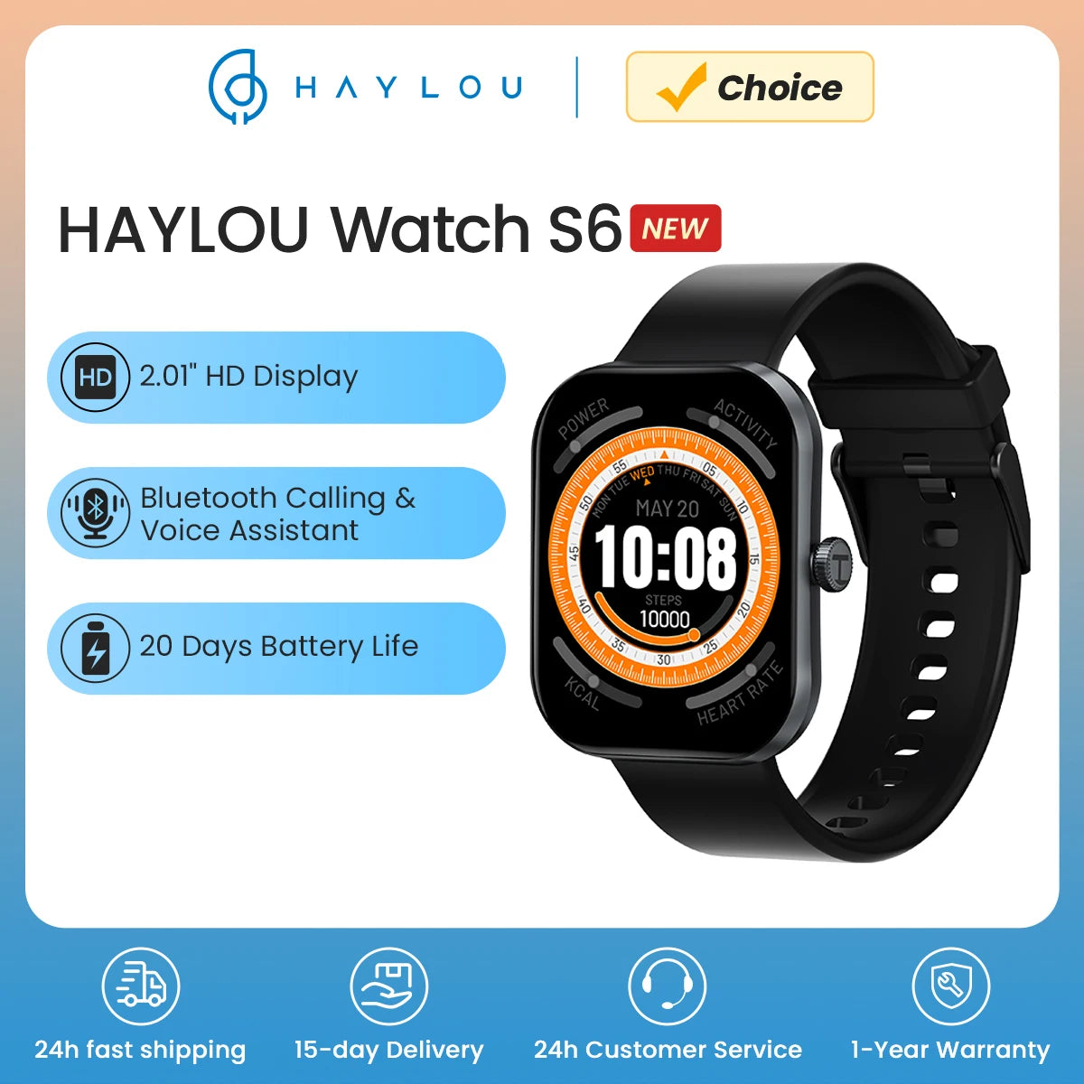 Haylou S6 Voice Calling Smart Watch for Health Monitoring - Smarsty