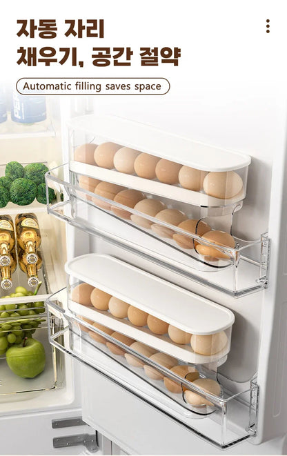 Slide Type Egg Carton Double Automatic Egg Roller Refrigerator Side Door Egg Storage Kitchen Countertop Egg Holder by Smarsty