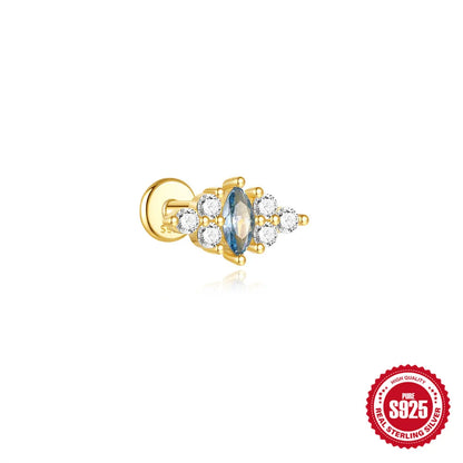 925 Silver Star Moon Zircon Stud Earrings Hypoallergenic - Smarsty