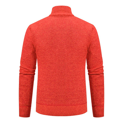 Autumn And Winter New Jersey Men's Casual Sports Coat Solid Color Stand Collar Wweater Grab Fleece Warm Zipper Cardigan - Smarsty