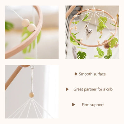 Baby Crib Mobile Rattle Toy For 0-12 Months Cartoon Felt Forest Animal Bed Bell Hanging Wooden Bracket Mobile Newbaby Rattle Toy by Smarsty