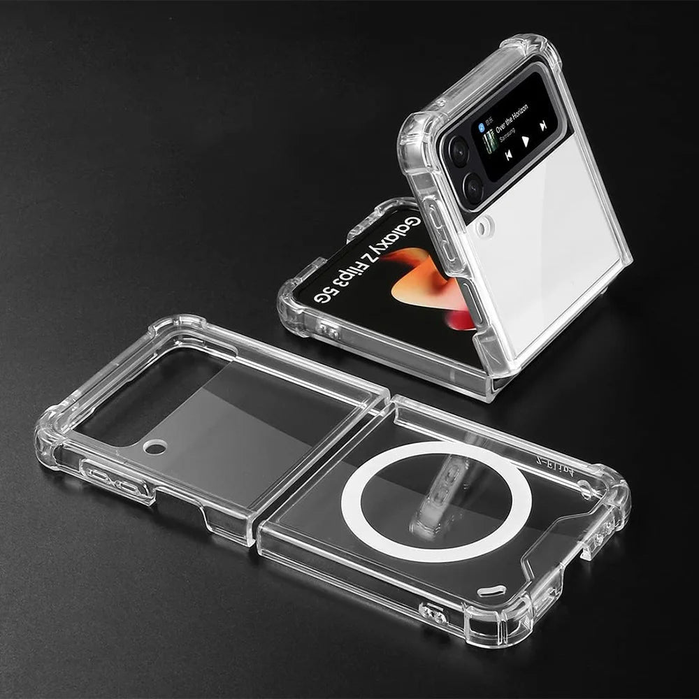 Magnetic Transparent Galaxy Z Flip Case Wireless Charging - Smarsty
