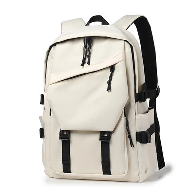 One 15 Inch Polyester Waterproof Solid Color Simple Men's Backpack Fashion Couple Student Computer Backpack - Smarsty