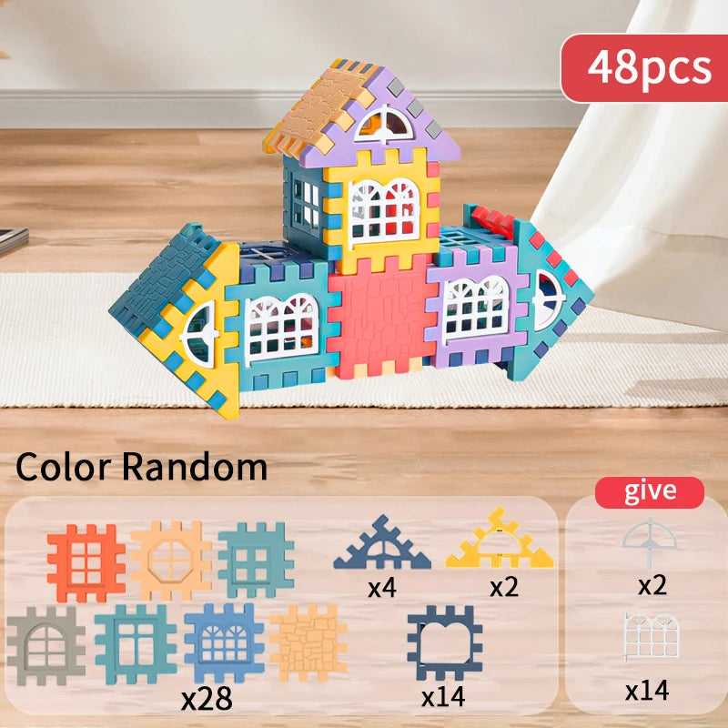 Large scale house building block simulation window design, kindergarten construction, creation of boys and girls large house bui - Smarsty