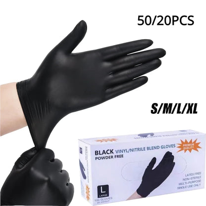 50/20PCS Disposable Black Nitrile Gloves Latex Free Waterproof Durable Suitable for Kitchen Food Processing Beauty SalonFamily - Smarsty