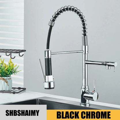 Black Kitchen Sink Faucet With Dual Spout Rotation - Smarsty