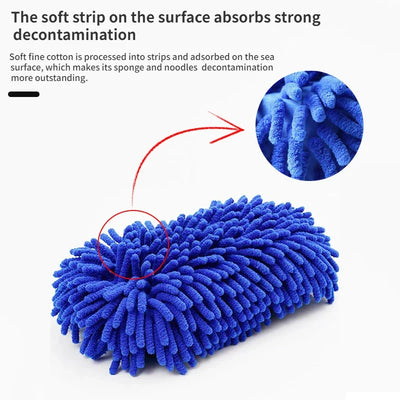 Absorbent Microfiber Chenille Car Wash Sponge Brush Kit - Smarsty