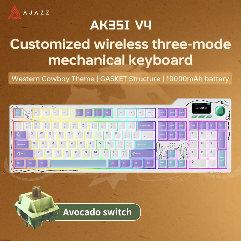 Tri Mode Gaming Keyboard With Hot Swap 104 Keys Gasket