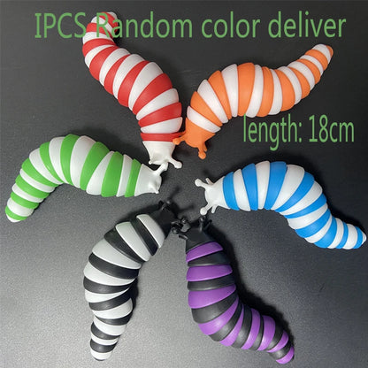 3D Slug Fidget Toy Colorful Slug Snail Toy Articulated Flexible All Ages Relief Anti-Anxiety Sensory Toys for Children by Smarsty