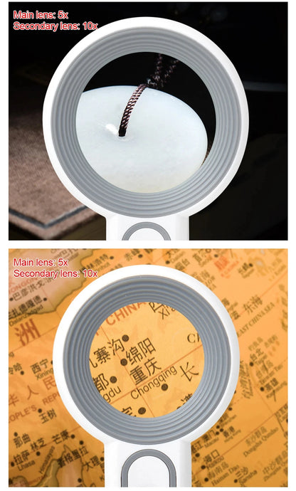 Rechargeable Handheld Magnifier with LED Light for Easy Reading - Smarsty