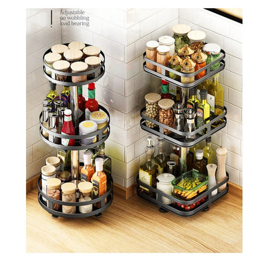 360°Rotation Spice Rack Organizer Jar Cans Non-Skid Storage Tray for Seasonings Kitchen storage rack Kitchen Accessories by Smarsty