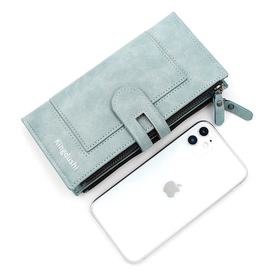 Fashionable New Women's Long Wallet, European and American Fashion Phone Bag, PU Leather Multi Card Carrying Bag - Smarsty