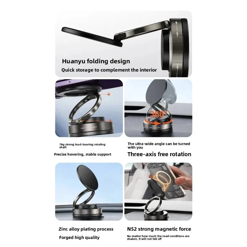 T30 Vacuum Magnetic Phone Holder Stand, for Magsafe Suction Cup Phone MountAdjustable Swivel Lock, for Your Car/Gym/Mirror