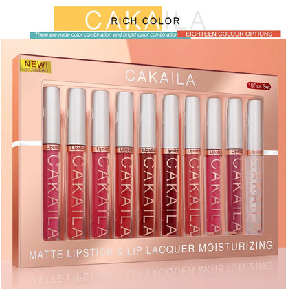 CAKAILA 10 Piece Nude Lip Gloss Set Long Lasting Velvet Finish - Smarsty