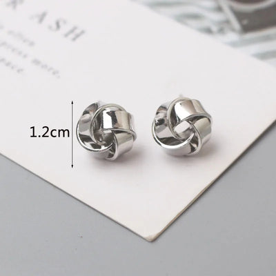 Tiny Gold Twist Round Stud Earrings Small Unusual Design - Smarsty