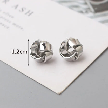 Tiny Gold Twist Round Stud Earrings Small Unusual Design - Smarsty