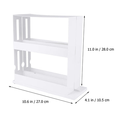 2 Layer Storage Kitchen Rotating Organize Spices Jar Bottle Storage Rack Kitchen Bottle Storage Organizer Shelves Slide Cabinet by Smarsty