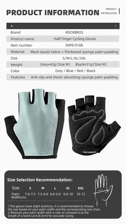 RockBros Breathable Half Finger Cycling Gloves with Anti Slip Pads - Smarsty