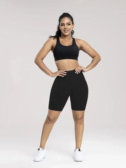 Seamless Sports Women Shorts Muliticolor Yoga Shorts Stretchy High Waist Running Cycling Leggings Hip Liftting Solid Gym Shorts - Smarsty