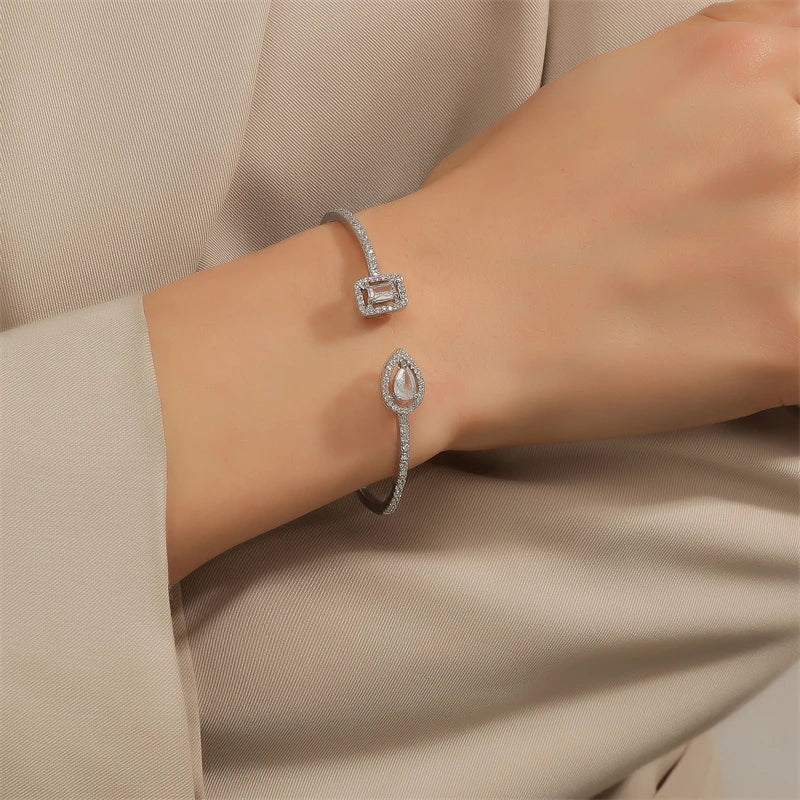 Luxury Gold Cuff Bangles with Cubic Zirconia for Women - Smarsty