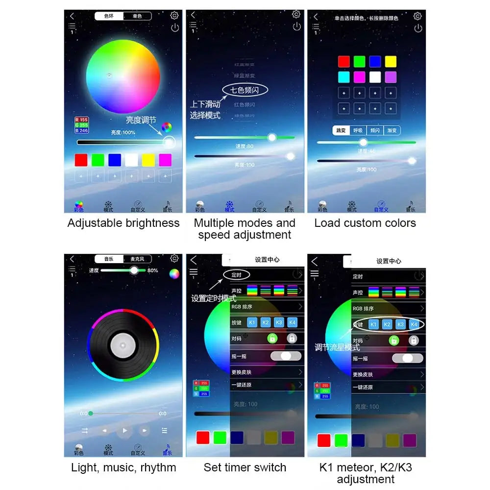 16W Fiber Optic Star Ceiling Lights Atmosphere APP Control Fashion Ceiling Roof Car Star for Car Home Party