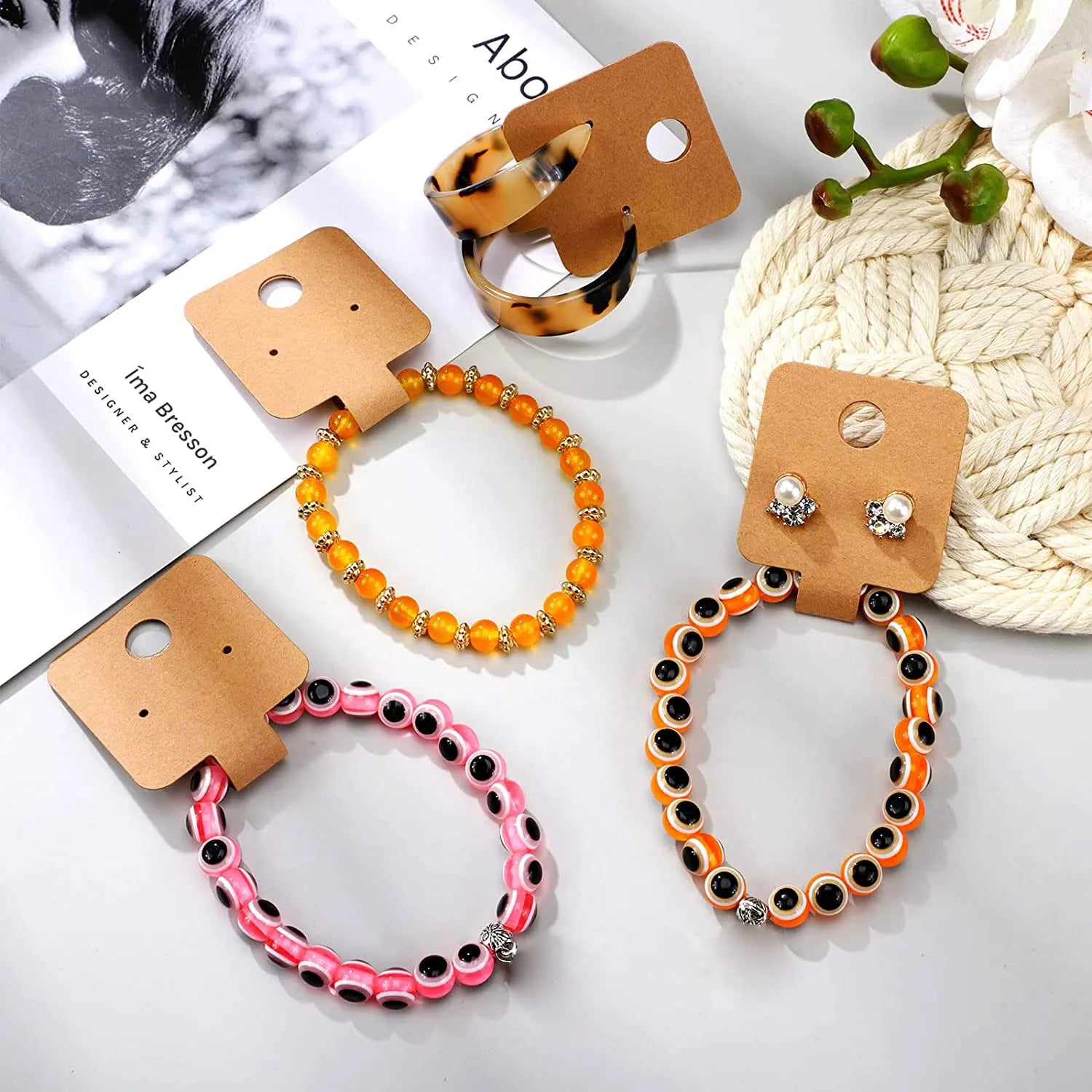 50pcs Self Adhesive Kraft Paper Jewelry Tags for Retail Display - Smarsty