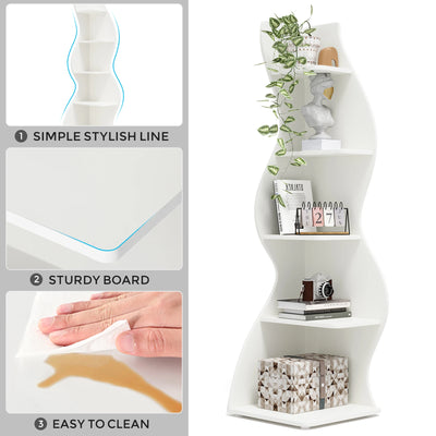 Tribesigns Corner Shelf, Modern 5-Tier Wall Corner Bookshelf, Stylish Corner Small Bookcase Storage Rack Plant Stand