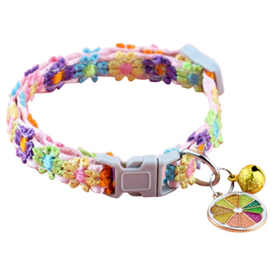 Pet Collar With Bell Cartoon Footprint Colorful Dog Puppy Kitten Collar Adjustable Safety Bell Ring Necklace Pet Accessories - Smarsty