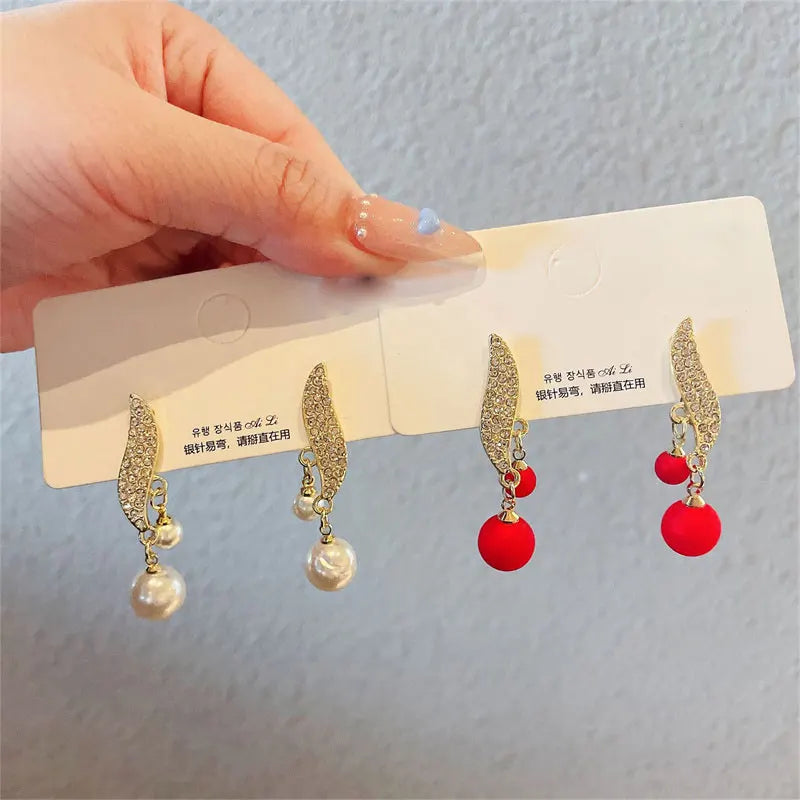 Elegant Double Pearl Dangle Earrings for Women Wedding Jewelry - Smarsty