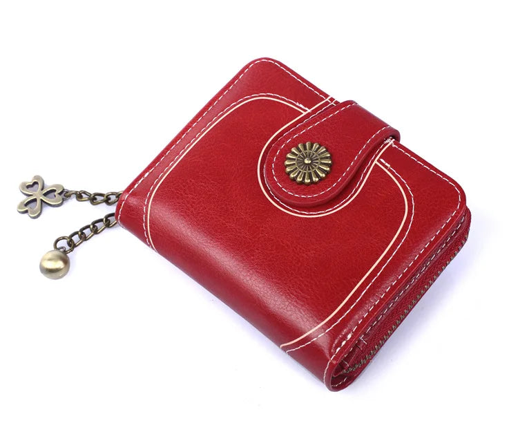 Women Wallets and Purses PU Leather Money Bag Female Short Hasp Purse Small Coin Card Holders Blue Red Clutch New Women Wallet - Smarsty