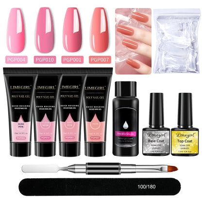 Nail Art Poly Gel Kit for Beginners with Soaking Solution - Smarsty