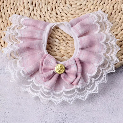 Pink Plaid Dog Bowtie Bib for Stylish Pets - Smarsty