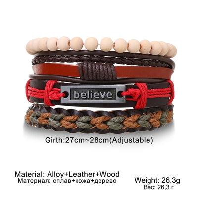 Braided Leather Bracelets for Men with Vintage Charms - Smarsty