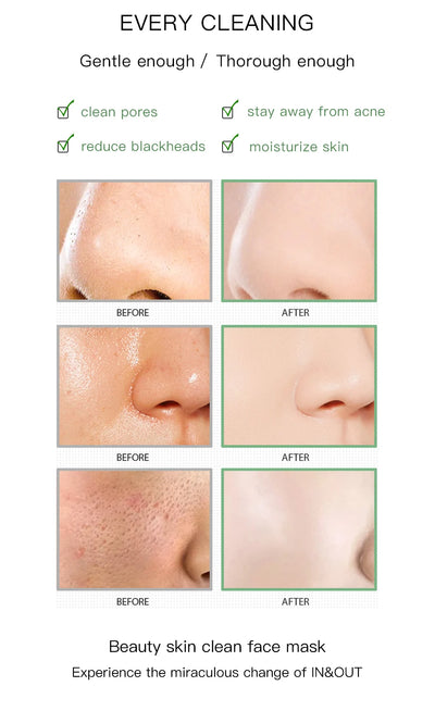 Face Clean Mask Green Tea Cleansing Stick Mask Shrink pores Deep Blackhead Remover facial Cleansing Moisturizing Mask 40g - Smarsty