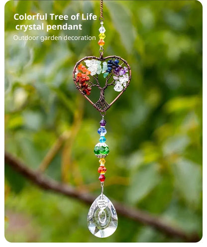 Colorful Tree Of Life Crystal Glass Pendant For Gardens - Smarsty
