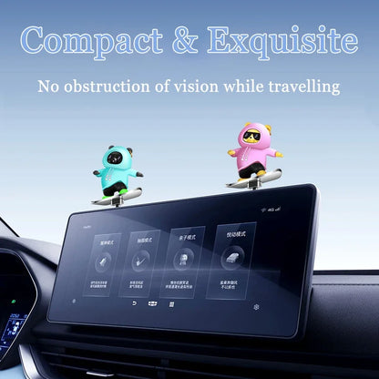 Car Center Console Ornament Bear Cartoon Alloy Sliding - Smarsty