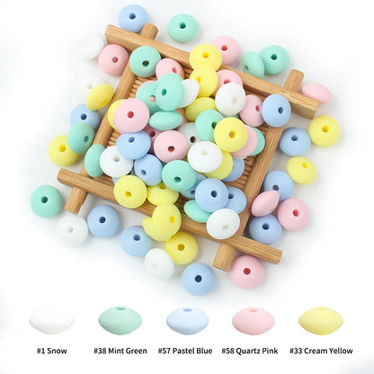 Silicone Beads 12mm Lentil Focal Beads Non Toxic Diy Set - Smarsty