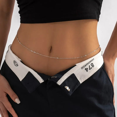 Double Layer Rhinestone Tassel Waist Chain Accessory - Smarsty