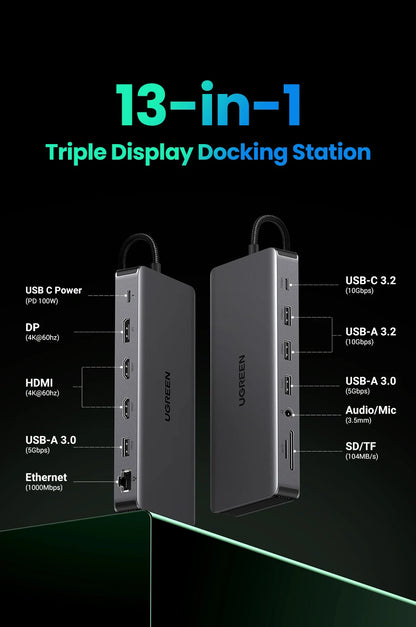 USB C Hub PowerDelivery Docking Station 4K Dual HDMI