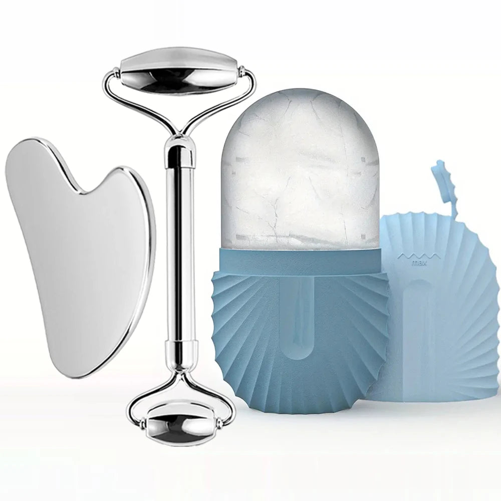 Ice Face Roller and Gua Sha Set for Effective Facial Massage - Smarsty