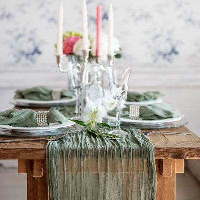 Rustic Cheese Cloth Table Runner for Weddings and Events - Smarsty
